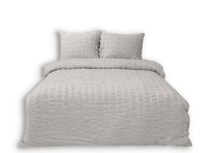 Pościel Satynowa 220x200 Gofrowana Jednobarwna Szara Popielata Bawełna Premium 