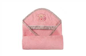 Kąpielowe okrycie niemowlęce 100x100 BAMBOO różowe