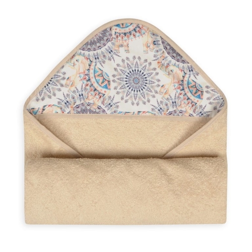 Kąpielowe okrycie niemowlęce 100x100 MAXI PRINT kremowe