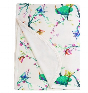 Kocyk Bambusowy Dwustronny 75x100 BAMBOO Kolorowe Ptaszki