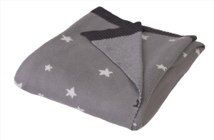 Kocyk Bambusowy 80x100 PATTERN Szary w Gwiazdki