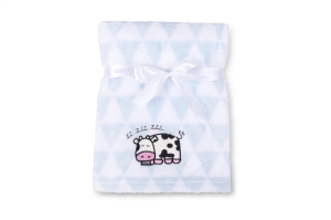 Kocyk z Haftem 75x100 RICCO Niebiesko Różowy