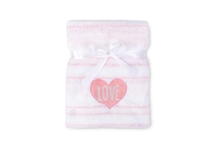 Kocyk z Haftem 75x100 RICCO Różowy