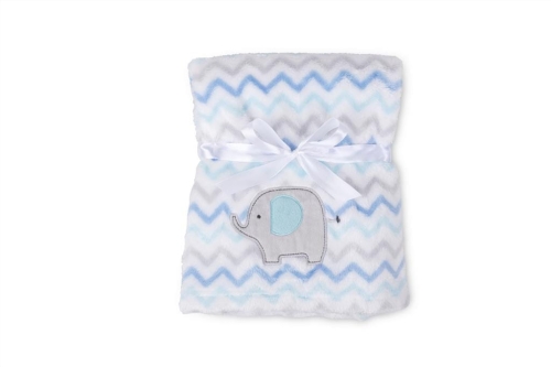 Kocyk z Haftem 75x100 RICCO Szaro Niebieski ze Słonikiem