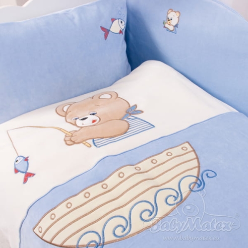 Komplet Pościeli Bawełnianej 3 Częściowej 100x135 Misiaczki BEARS Niebieska