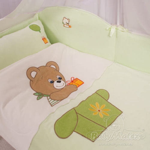Komplet Pościeli Bawełnianej 3 Częściowej 100x135 Misiaczki BEARS Zielona