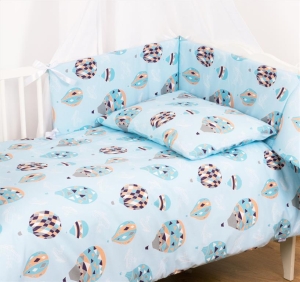 Komplet Pościeli Bawełnianej 3 Częściowej 100x135 TRENDY Niebieska w Balony