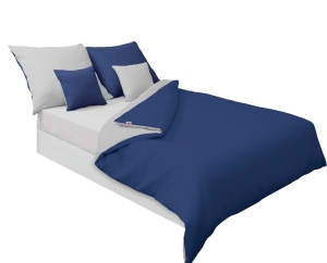 Pościel Satynowa 140x200 DOUBLE FACE Niebieski i Popiel