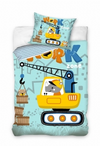 Pościel Młodzieżowa 160x200 Koparka Budowa Bawełna