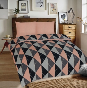 Pościel Flanelowa 220x200 F37A1 Brązowe Trójkąty