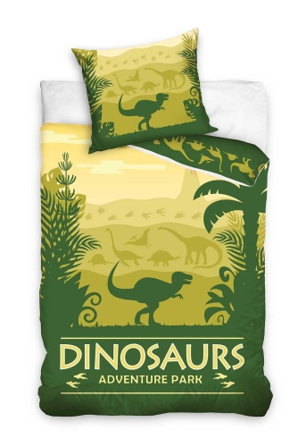 Pościel Młodzieżowa 140x200 Jurassic World Dinozaury Zielona 