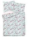  Pościel satynowa Matex PREMIUM 140x200 Flamingi Liście