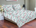  Pościel satynowa Matex PREMIUM 160x200 Flamingi Liście