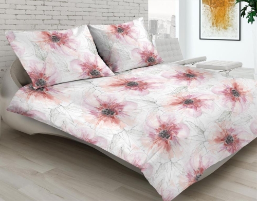  Pościel satynowa Matex PREMIUM 160x200 Różowe Kwiaty