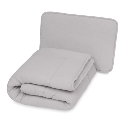 Kołderka Niemowlęca 100x135 + Poduszka 40x60 MUSLIN Popiel