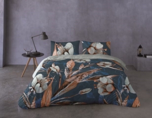 Pościel Satyna Bawełniana PRESTIGE 160x200 Kwiaty Nocą