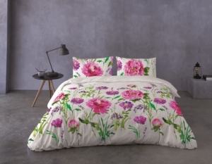 Pościel Satyna Bawełna PRESTIGE 220x200 Różowa Łąka