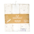 Pielucha MUSLIN DESIGN 3pak 70x80 Biała W Gwiazdki