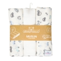 Pielucha MUSLIN DESIGN 3pak 70x80 Biała W Autka