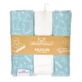 Pielucha MUSLIN DESIGN 3pak 70x80 Niebieska W Dinozaury
