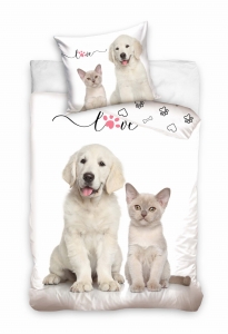 Pościel Bawełniana 140x200 Labrador z Kotkiem