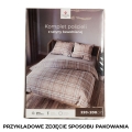 Pościel 220x200 Satyna Bawełniana Savana Kratka Beżowa