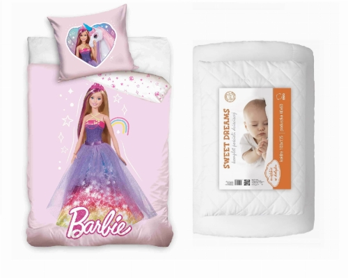 Komplet do łóżeczka 100x135 Kołdra + Pościel Barbie Dziecięcy 