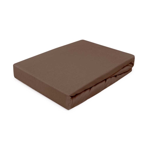 Prześcieradło Jersey z gumką 90x200 Brązowe Prestige Collection 160 g/m2