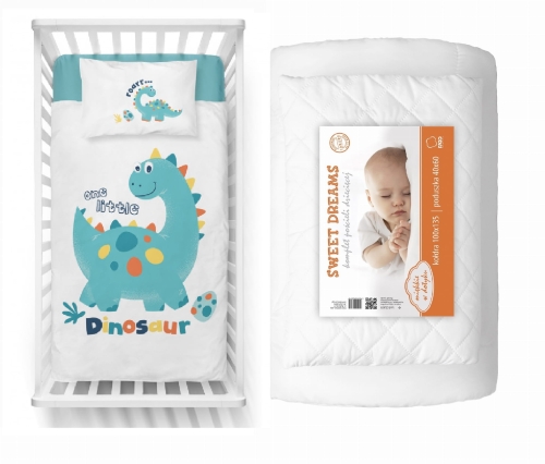 Komplet do łóżeczka 90x120 Kołdra + Pościel Bambus Dinozaur Dinuś