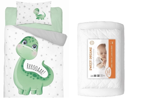 Komplet do łóżeczka 90x120 Kołdra + Pościel Dinuś Dinozaur  