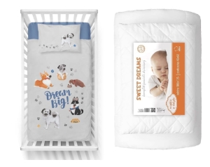 Komplet do łóżeczka 90x120 Kołdra + Pościel Pieski Zwierzęta 