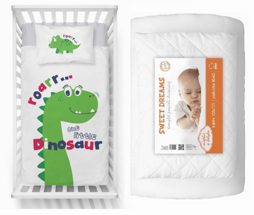 Komplet do łóżeczka 90x120 Kołdra + Pościel Dinuś T-Rex Dziecięcy