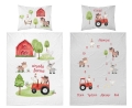 Komplet do łóżeczka 90x120 Kołdra + Pościel Traktorek Czerwony Wesoła Farma