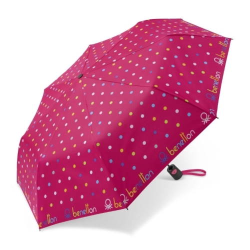 Parasol Benetton składany z pokrowcem Mini  Automatycznie otwierany Kropki Kolorowe na różu Signature Dot virtual pink
