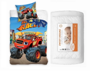 Komplet do łóżeczka 100x135 Kołdra + Pościel Blaze Auta