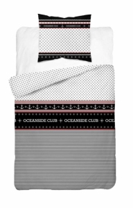 Pościel Satynowa 140x200 Marina Jasna z Czarnym