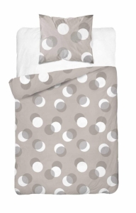 Pościel Satynowa 140x200 Groszki Beżowa