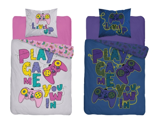 Pościel Świecąca w ciemności GAMER PAD kolorowy 140x200 + poszewka 70x80 3848B