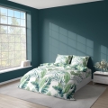 Pościel 220x200 Satynowa Mikrofibra Liście Kwiaty Zielona 