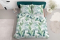 Pościel 220x200 Satynowa Mikrofibra Liście Kwiaty Zielona 