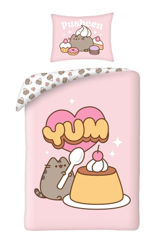 Pościel Bawełniana 140x200 Pusheen Różowy Yummy Desser