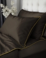 Pościel Pure z Makosatyny bawełnianej 160x200 Brązowa Espresso Premium  