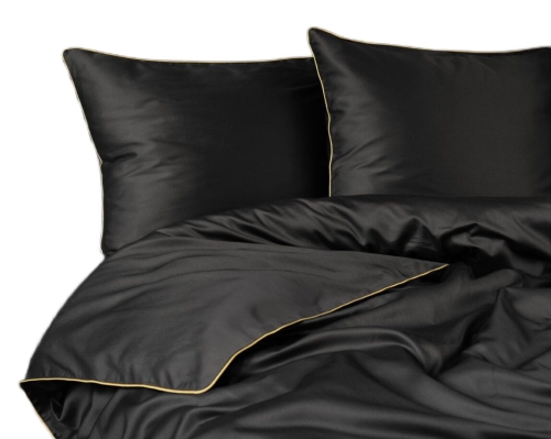 Pościel Pure z Makosatyny bawełnianej 220x200 Czarna Premium 