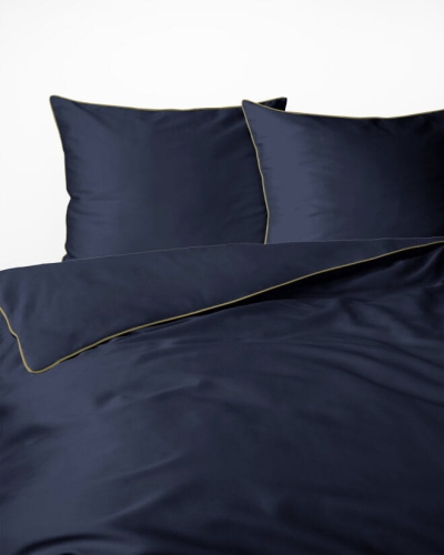 Pościel Pure z Makosatyny bawełnianej 160x200 Granatowa Premium  