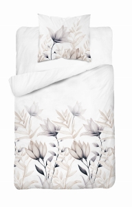 Pościel Satyna 140x200 Kwiaty jasne z beżem