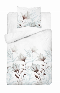 Pościel Satyna 140x200 Kwiaty jasne mięta