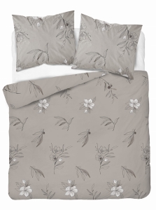 Pościel Satyna 160x200 Kwiaty Beżowa