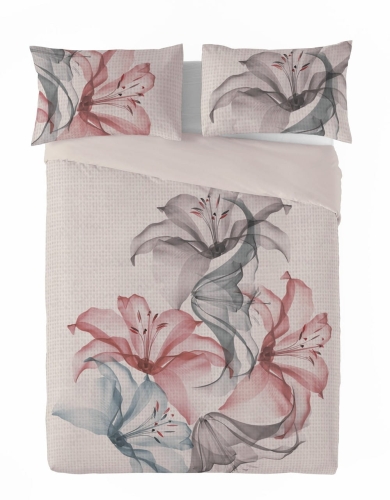 Pościel Lniana LINEN Druk 160x200 Lilie 02