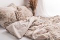 Pościel Lniana LINEN Druk 160x200 Liście Monstera 01