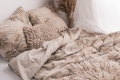 Pościel Lniana LINEN Druk 160x200 Liście Monstera 01